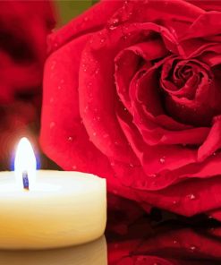 Tea Light And Red Roses Diamond Painting