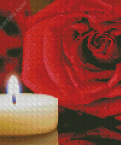 Tea Light And Red Roses Diamond Painting