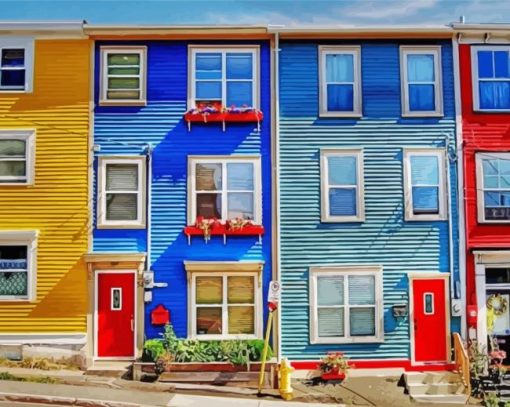 The Jellybean Houses Newfoundland Diamond Painting