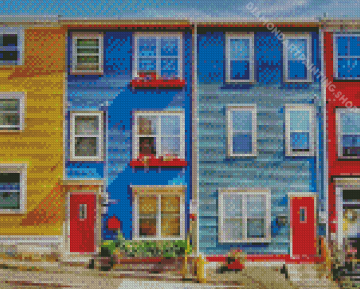 The Jellybean Houses Newfoundland Diamond Painting