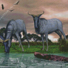 Two Blue Wildebeest Diamond Painting