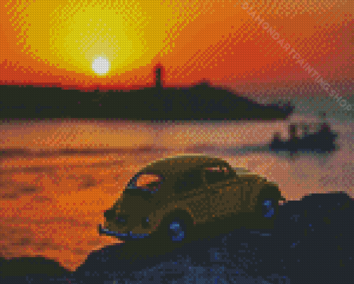 VW Car Sunset Diamond Painting