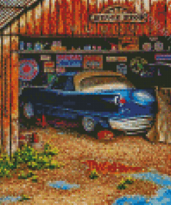 Vintage Car Garage Diamond Painting