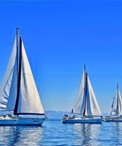 White Sailboats Diamond Painting