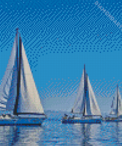 White Sailboats Diamond Painting