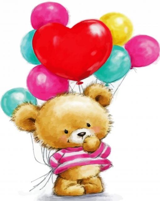 Balloons And Teddy Bear Diamond Painting