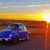 Blue VW Car Sunset Diamond Painting