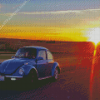 Blue VW Car Sunset Diamond Painting