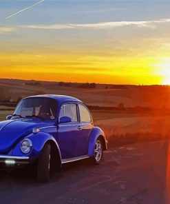 Blue VW Car Sunset Diamond Painting