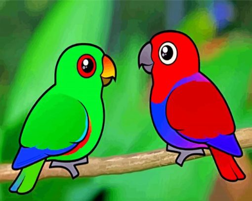 Cute Eclectus Birds Diamond Painting