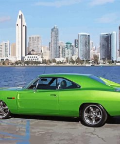 Green 1968 Dodge Charger Diamond Painting