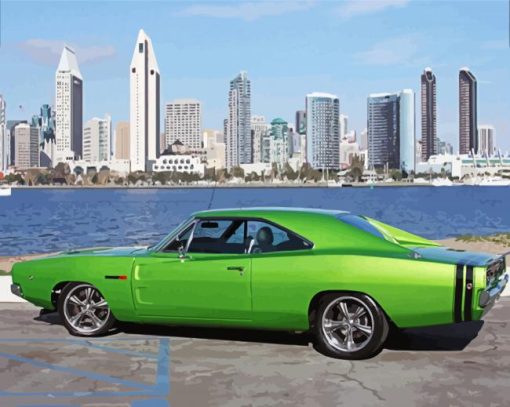 Green 1968 Dodge Charger Diamond Painting