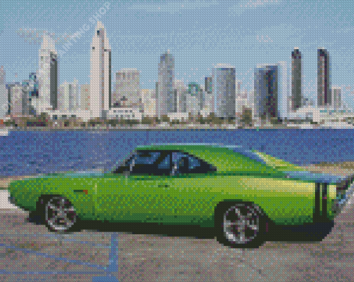 Green 1968 Dodge Charger Diamond Painting