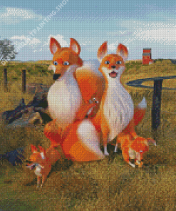 Happy Fox Family Art Diamond Painting