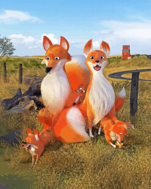 Happy Fox Family Art Diamond Painting