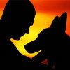 Lovers Man And Dog Silhouette Diamond Painting