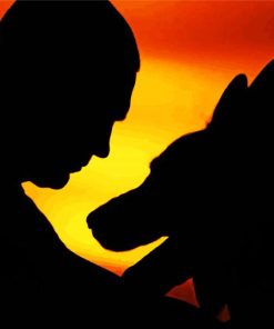 Lovers Man And Dog Silhouette Diamond Painting