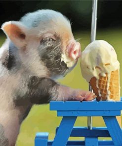 Pig Eating Ice Cream Diamond Painting