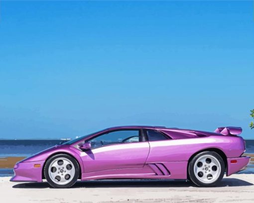 Purple Lamborghini Diablo Car Diamond Painting