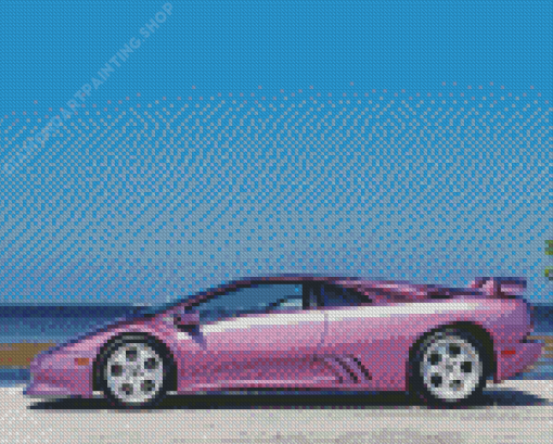 Purple Lamborghini Diablo Car Diamond Painting