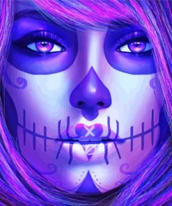 Purple Sugar Skull Girl Diamond Painting