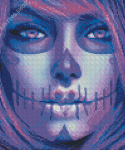 Purple Sugar Skull Girl Diamond Painting