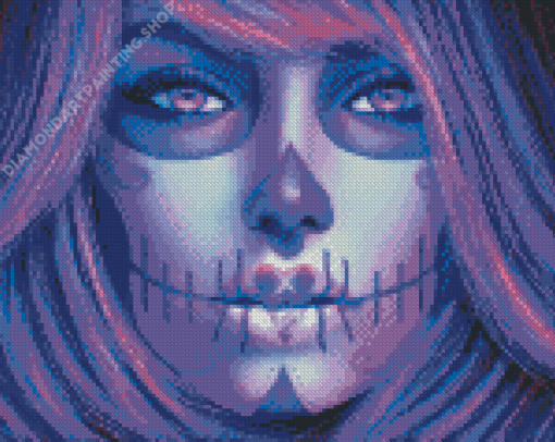 Purple Sugar Skull Girl Diamond Painting