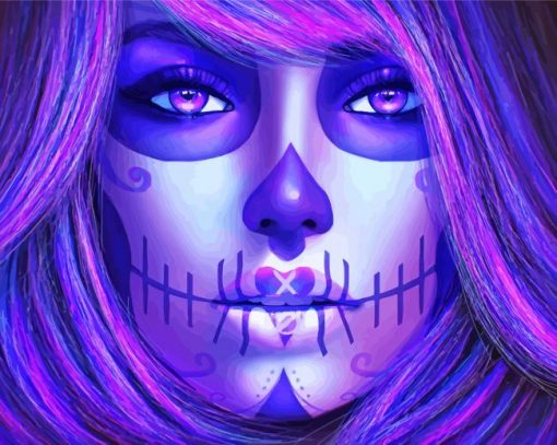 Purple Sugar Skull Girl Diamond Painting