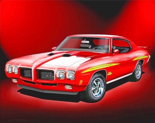 Red Pontiac 1970 Gto Art Diamond Painting