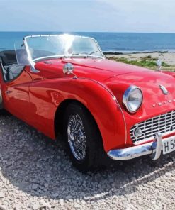 Red Triumph TR3A Car Diamond Painting