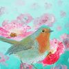 Robin In A Field Of Poppies Diamond Painting