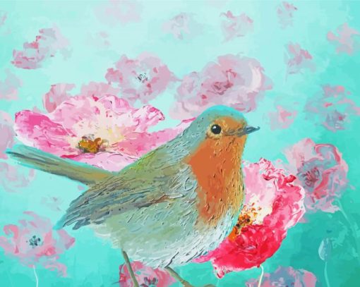 Robin In A Field Of Poppies Diamond Painting