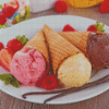 Strawberry Vanilla And Chocolate Ice Cream Cone Diamond Painting