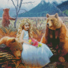 Three Bears With Beautiful Girl Diamond Painting