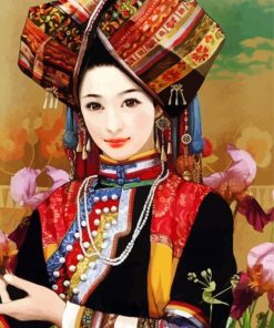 Traditional Girl In China Dress Diamond Painting