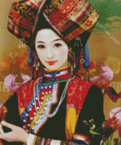 Traditional Girl In China Dress Diamond Painting