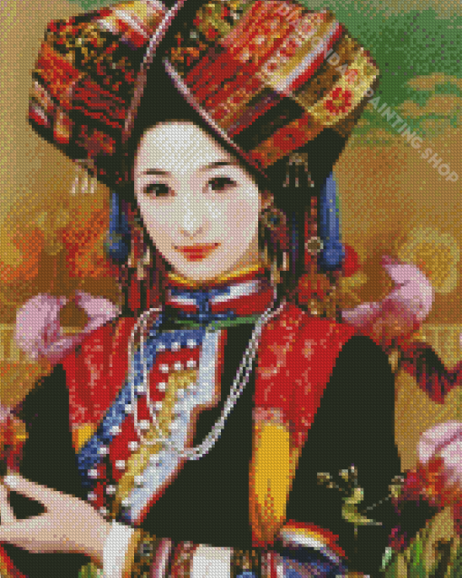 Traditional Girl In China Dress Diamond Painting