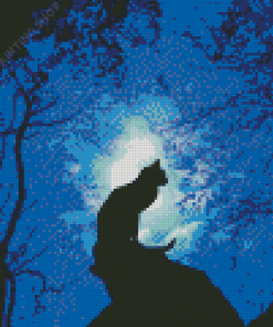 Trees And Lonely Cat Silhouette Diamond Painting