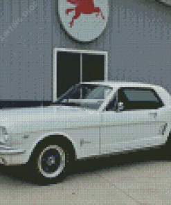 White 1966 Mustang Diamond Painting