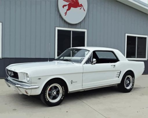 White 1966 Mustang Diamond Painting