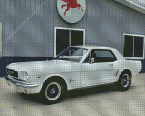 White 1966 Mustang Diamond Painting