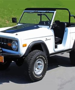 White 1977 Bronco Four Wheel Drive Diamond Painting