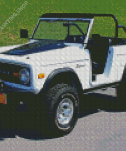 White 1977 Bronco Four Wheel Drive Diamond Painting