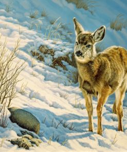 Winter Fawn Mule Deer Diamond Painting