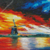 Abstract Windmill At Sunset Art Diamond Painting