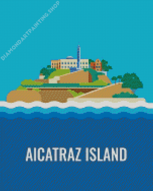 Alcatraz Island Illustration Diamond Painting