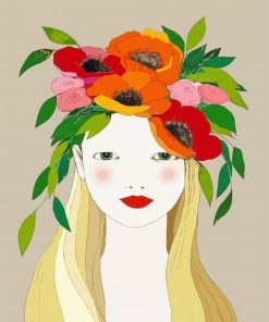 Blonde Woman And Poppies Diamond Painting