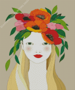 Blonde Woman And Poppies Diamond Painting