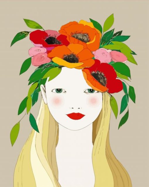 Blonde Woman And Poppies Diamond Painting