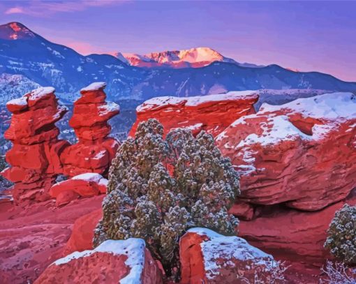 Colorado Pikes Peak In Snow Diamond Painting